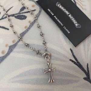 Chrome Hearts Sterling Silver Cross Pendant Necklace